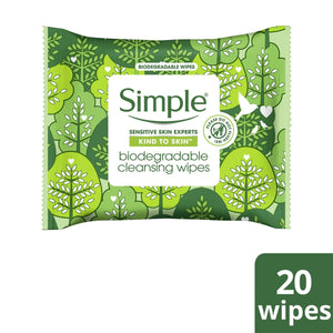 3 x 20 Wipes Simple Kind to Skin Cleansing Wipes For Sensitive Skin