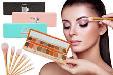 Load image into Gallery viewer, 10 Colour Matte EyeShadow Pallette and 7 piece rose gold professional Make Up Brushes