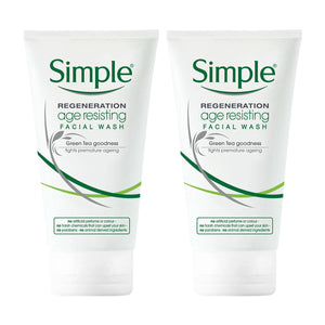 2x of 150ml Simple Regeneration Age Resisting Facial Wash with GreenTea Goodness