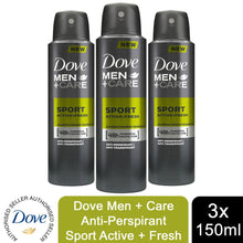 Load image into Gallery viewer, 3pk of 150ml Dove Men+Care 48H Powerful Protection Anti-Perspirant