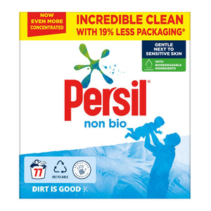 2x 77W Persil Non-Bio Washing Powder Gentle Next to Sensitive Skin, Total 154W