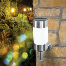 Load image into Gallery viewer, Benross Weatherproof Stainless Steel Auto-On White LED Solar Powered Wall Light