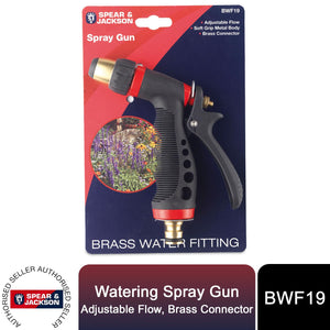 Spear & Jackson Watering Spray Gun, Adjustable Flow, Brass Connector