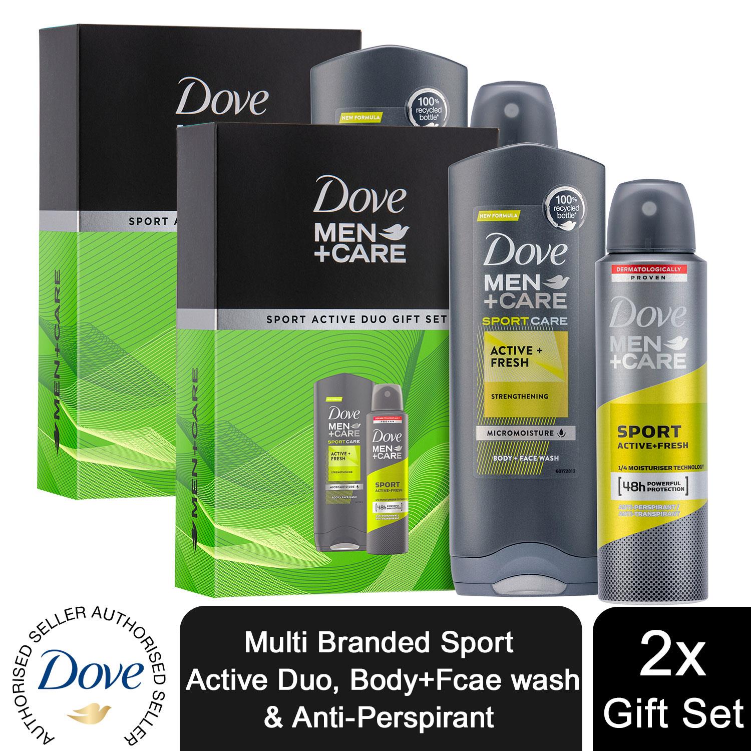 2 x Dove Men + Care Sport Active Fresh Antiperspirant Deodorant Spray,  150ml