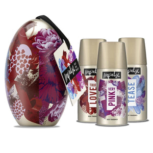 Impulse Easter Egg Mini Collection Gift Egg with 3 Body Spray products for Women ,4pk