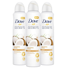 Load image into Gallery viewer, 3pk 250ml Dove Coconut &amp; Jasmin Flower Anti-Perspirant Deodorant Aerosol