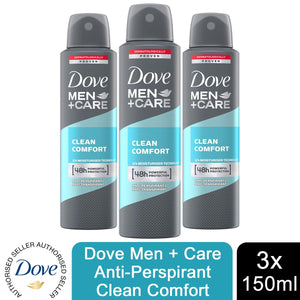 3pk of 150ml Dove Men+Care 48H Powerful Protection Anti-Perspirant