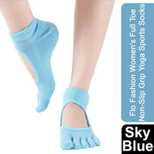 Load image into Gallery viewer, Flo Fashion Women&#39;s Full Toe Non-Slip Grip Yoga Sports Socks Sky Blue