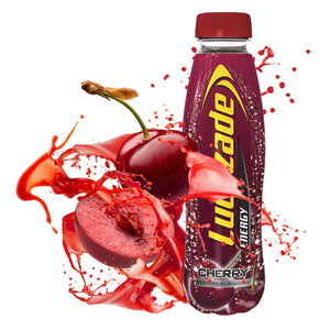 24 Pack of Lucozade Energy Cherry Sparkling Drink, 380ml