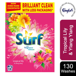 130W Surf Tropical Lily Laundry Powder & 58W Comfort Pure Fabric Conditioner