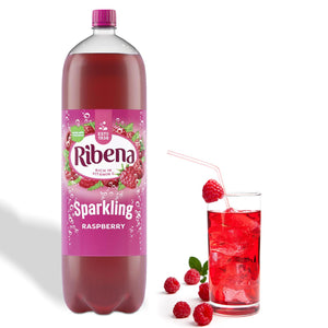 8pk of 2Litre Ribena Raspberry Rich in Vitamin C Sparkling Energy Drink