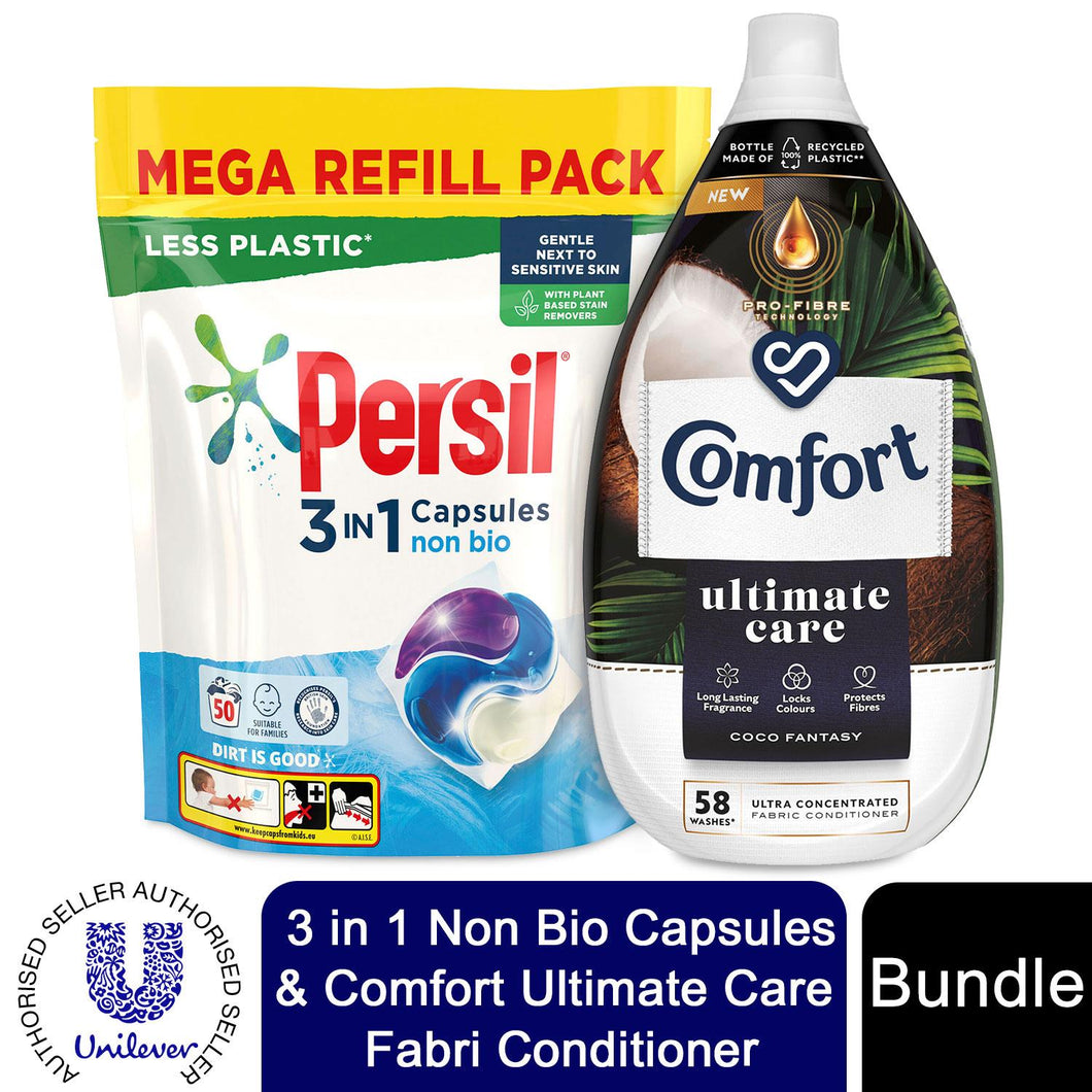 Laundry Bundle 1x50W Persil Non-Bio Capsules & 1x58W Comfort Fabric Conditioner