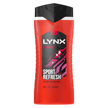 Load image into Gallery viewer, 6X500ml Lynx Recharge Sport Refresh Arctic Mint &amp; Cool Spices Scent Shower Gel