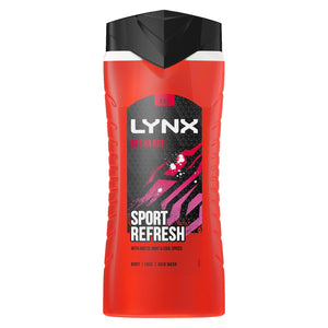 6X500ml Lynx Recharge Sport Refresh Arctic Mint & Cool Spices Scent Shower Gel