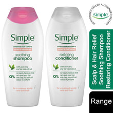 Load image into Gallery viewer, 400ml Simple Scalp &amp; Hair Relief Restoring Shampoo &amp; Conditioner DuoWithAelovera