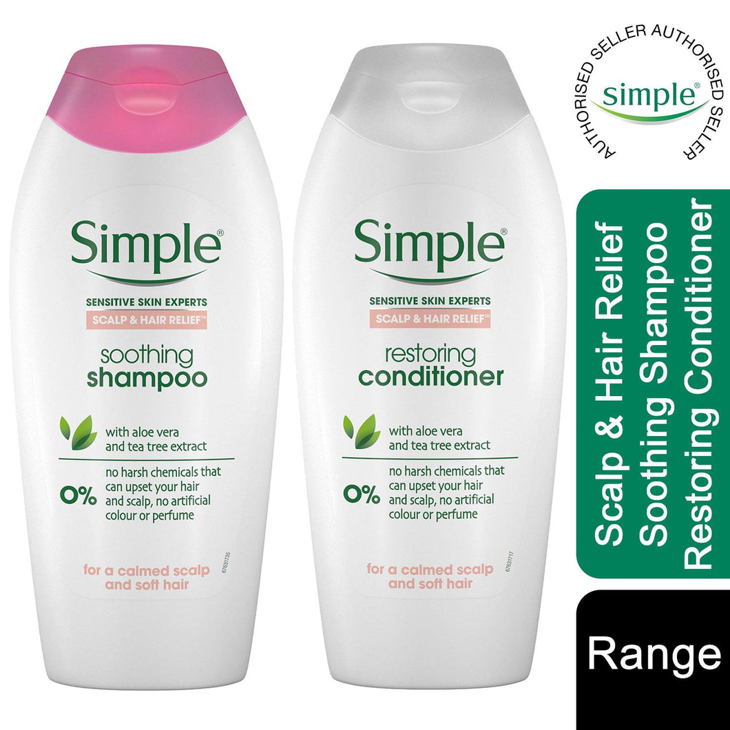 400ml Simple Scalp & Hair Relief Restoring Shampoo & Conditioner DuoWithAelovera