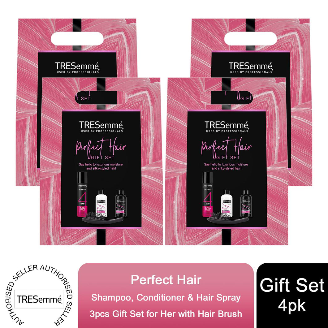 TRESemme Perfect Hair Shampoo, Conditioner, Spray Gift Set for Her w/ Hairbrush