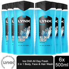 Load image into Gallery viewer, 6x Lynx 12H Refreshing Ice Chill All Day Fresh with Icy Menthol Shower Gel,500ml