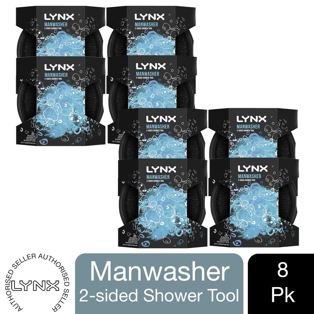 8 Pack of Lynx Manwasher 2-Sided Shower Tool For A Better Clean & Smell Ready
