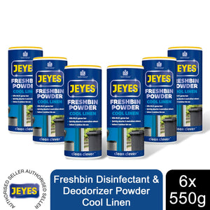 Jeyes Freshbin Disinfectant & Deodorizer Powder Cool Linen, 6 Pack of 550gm