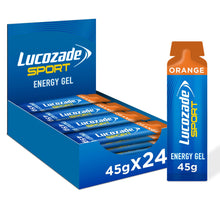 Load image into Gallery viewer, 24x45g Lucozade Sport Dual-Fuel Energy Gels, Orange, Contains Carbohydrate(30g)