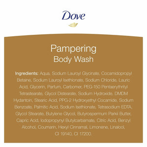 6pk Dove ¼ Moisturising Cream Pampering Shea Butter & Vanilla Body Wash, 450ml