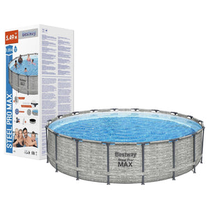 Bestway Steel Pro MAX Stone Wall Look Frame Pool Set with Filter Pump 549x122 cm