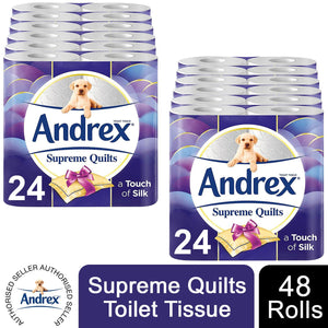 Andrex Toilet Roll Skin Kind, Gentle Clean, Classic or Supreme Quilts, 48 Rolls