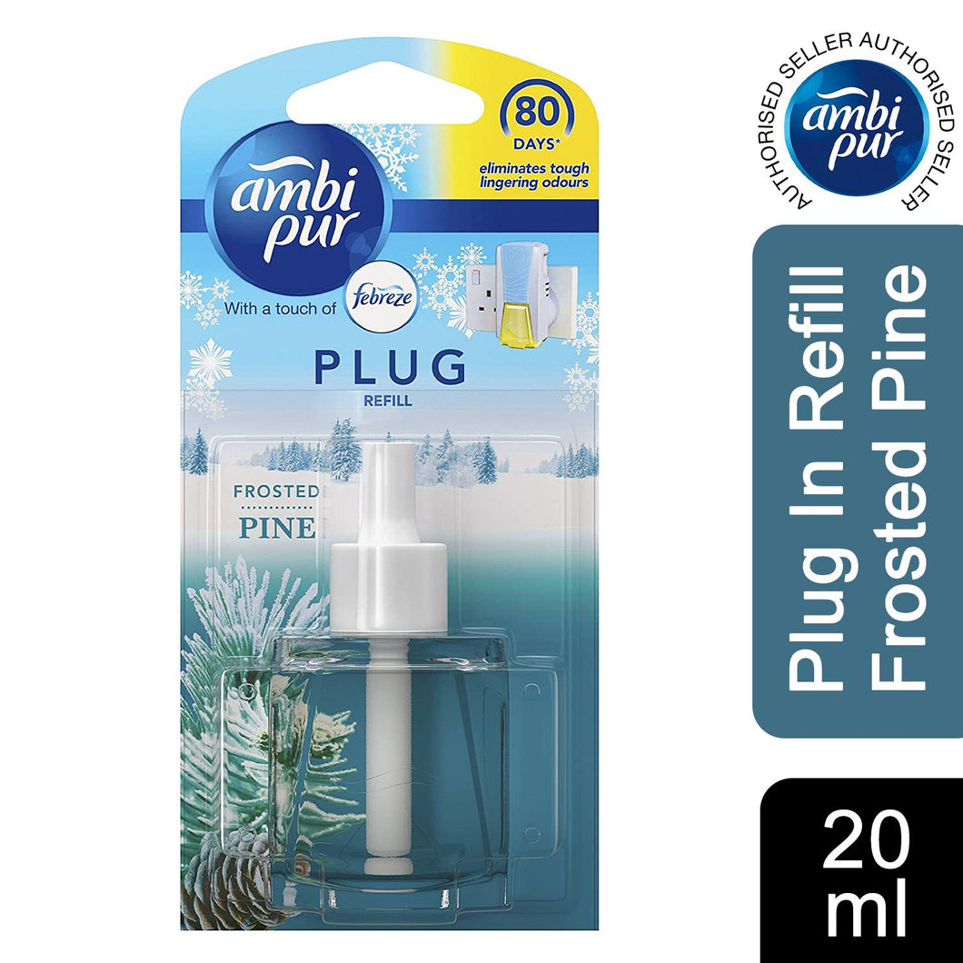 Ambi Pur Plug In Diffuser Frosted Pine Refill Air Freshener 80 Days Lasting 20ml