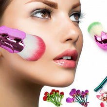 Load image into Gallery viewer, 6pc Beauty and the Beast-Inspired Rose Makeup Brushes with Glossy Handles