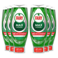 Load image into Gallery viewer, Fairy MaxPower 4x Less Scrubbing Washing Up Liquid for Tough Stains, 6x660 ml