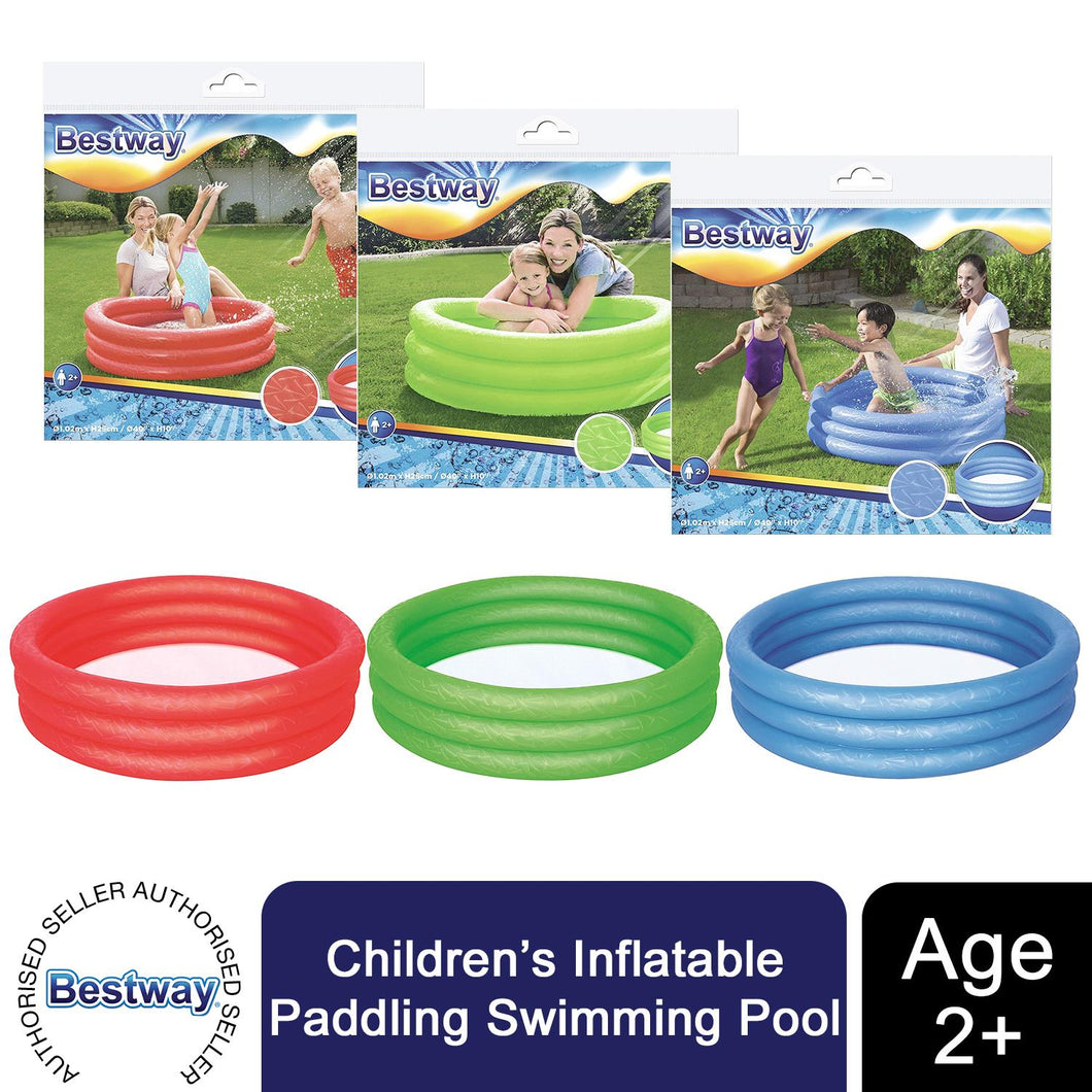 Bestway Fast Set 3 Ring Round Plastic Paddling Pool for Kids