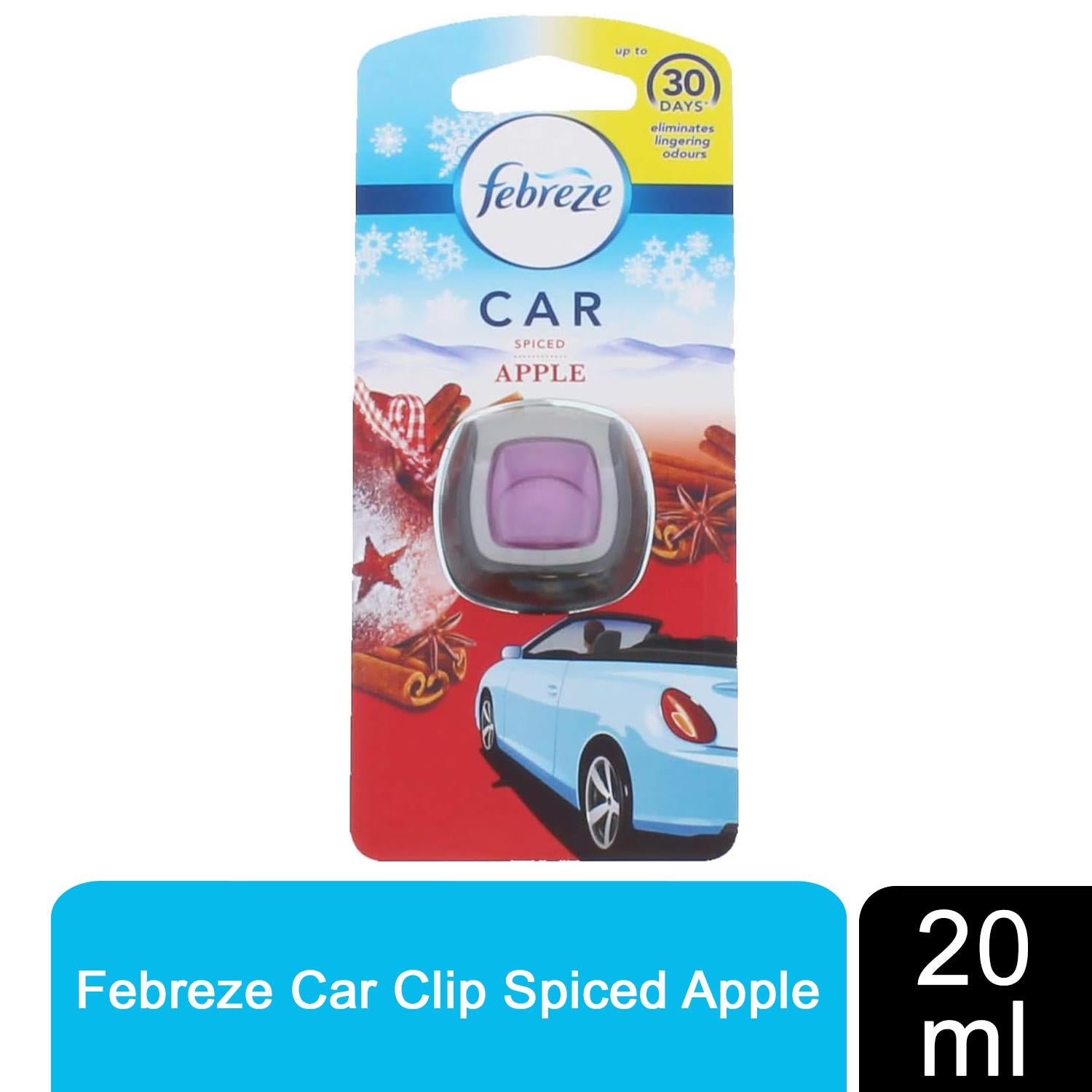 Febreze Car Clip-on Air Freshener Eliminates Odours & Freshens - Spiced  Apple