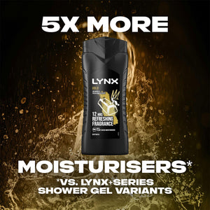 3pk of 225ml Lynx 12H Refreshing Fragrance Gold Oud Wood & Vanilla Body wash