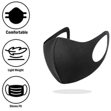 Load image into Gallery viewer, 5x Unisex Face Mask Washable, Reusable, Breathable Ear Loops 3D Shape Mask,Black