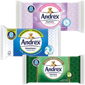 Andrex Washlets Gentle Clean, Skin Kind or Classic Clean Toilet Tissue Wipes