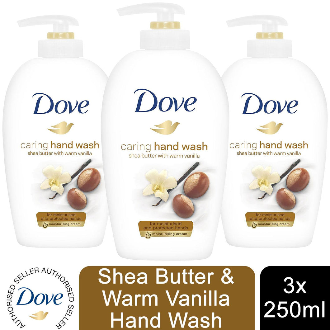 3x of 250ml Dove Shea Butter&Warm Vanilla Caring Hand Wash for Moisturised Hands