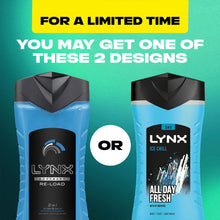 Load image into Gallery viewer, 3pk of 225ml Lynx 3-in-1 Ice Chill All Day Fresh with Icy Menthol Body wash