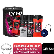 Load image into Gallery viewer, Lynx Recharge Sport Fresh 3pcs Gift Set For Men with Wireless Charging Pad