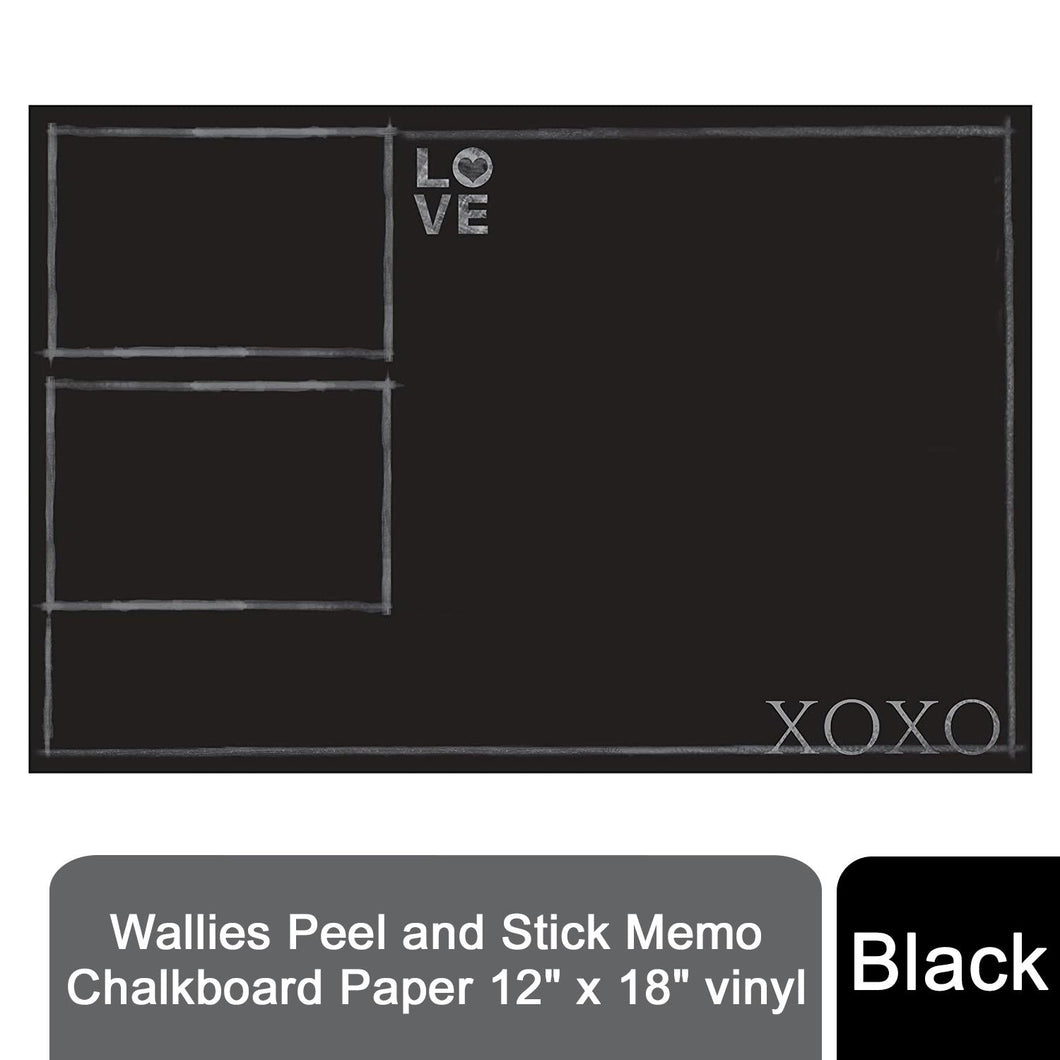 Wallies Peel and Stick Memo Black Chalkboard Paper Vinyl, 12