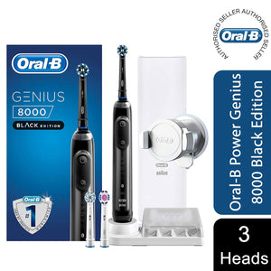 Oral-B Genius 8000 Electric Toothbrush with RepalcementHeads & Tavel Case, Black