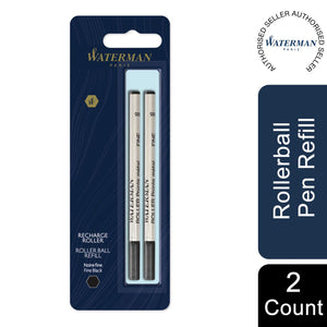 Waterman Roller Ball Pen Refill black ink fine point - Twin Pack