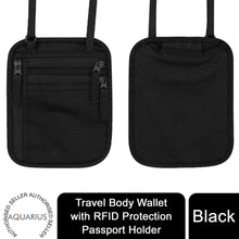 Load image into Gallery viewer, Travel Body Wallet with RFID Protection Passport Holder, Black