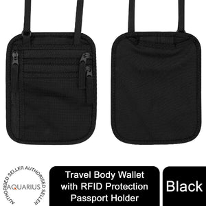 Travel Body Wallet with RFID Protection Passport Holder, Black