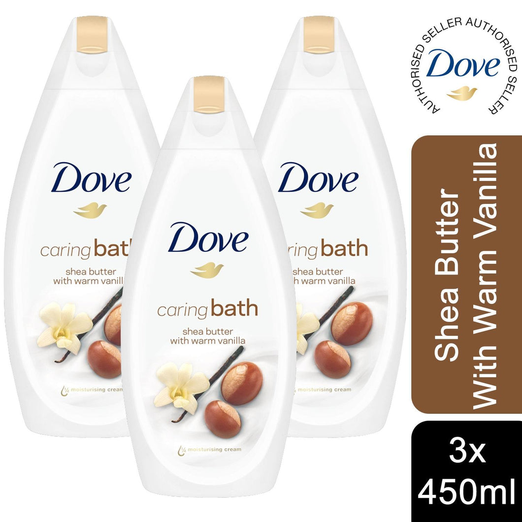 3 Pack Dove Caring Bath Soak Shea butter with Warm Vanilla Cream, 450ml