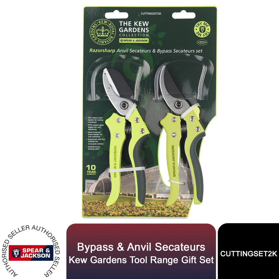 Spear & Jackson Gift Set, Bypass & Anvil Secateurs, Kew Gardens Tool Range