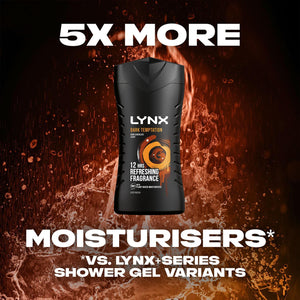 3pk of 225ml Lynx 12H Refreshing Dark Temptation Dark Chocolate Scent Body wash