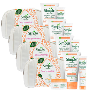 Simple Protect'N'Glow Gel, SPF Moisturiser & Glow Clay Polish Beauty Bag GiftSet