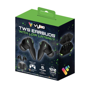 Vybe Best for Gaming TWS Earbuds with Low Latency & Up to 6H of Playback - Black