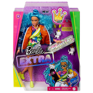 Barbie Extra Doll with Blue Curls and Skateboard